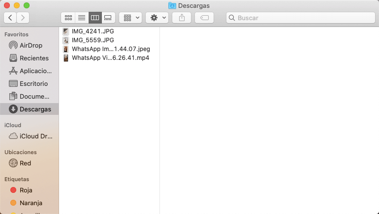 carpeta de Descargas en Mac