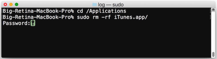 desinstalar iTunes en Mac con Terminal