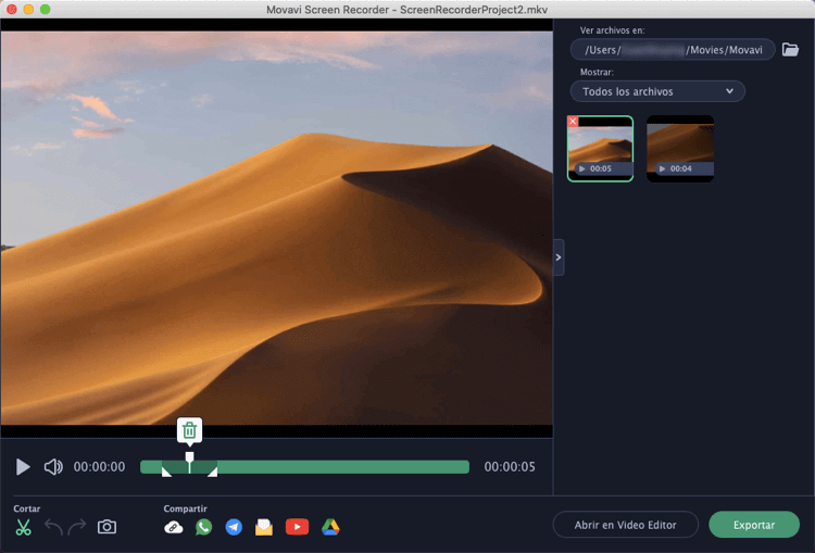 editar video grabado en Mac